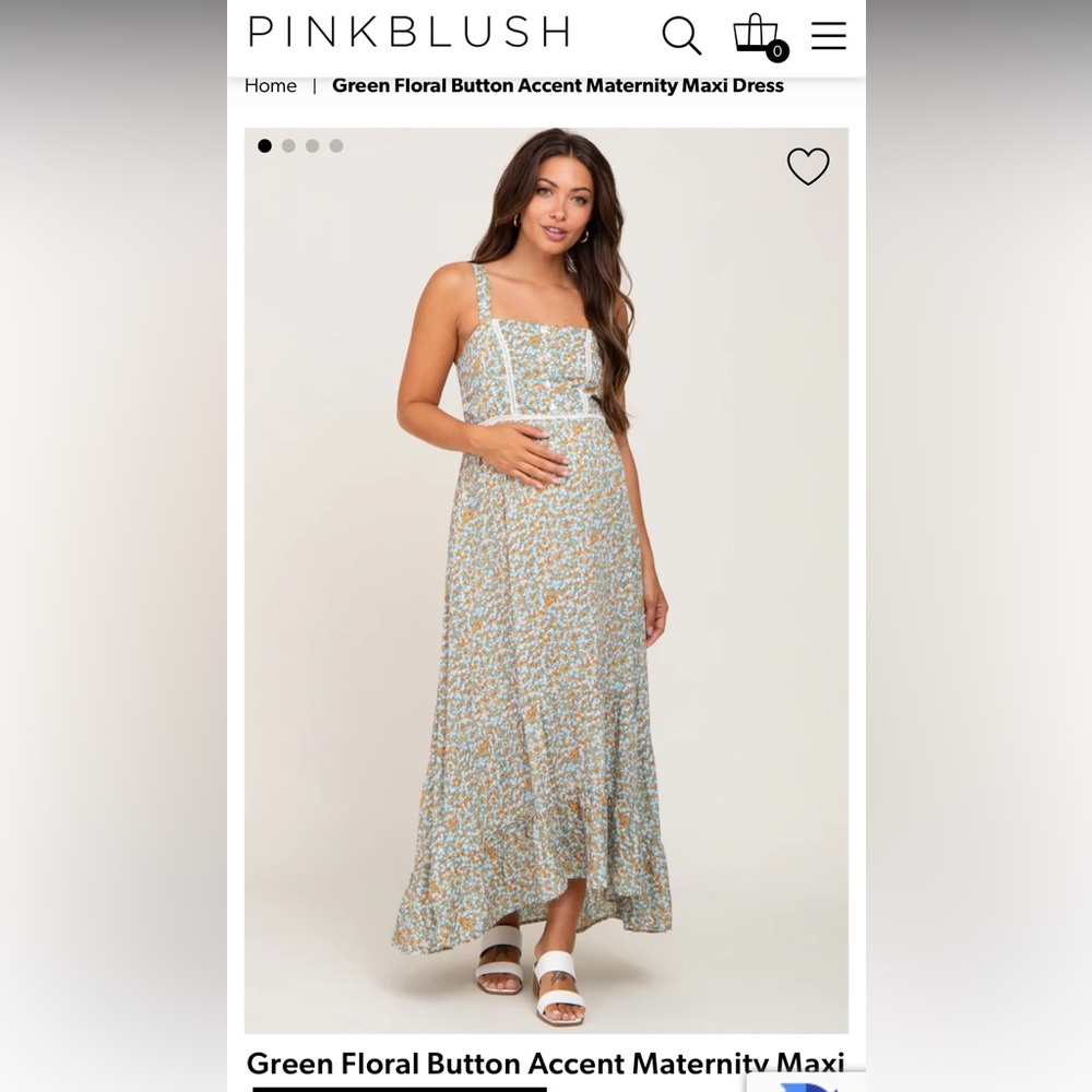 Pinkblush Green Floral Maternity Maxi Dress - Small